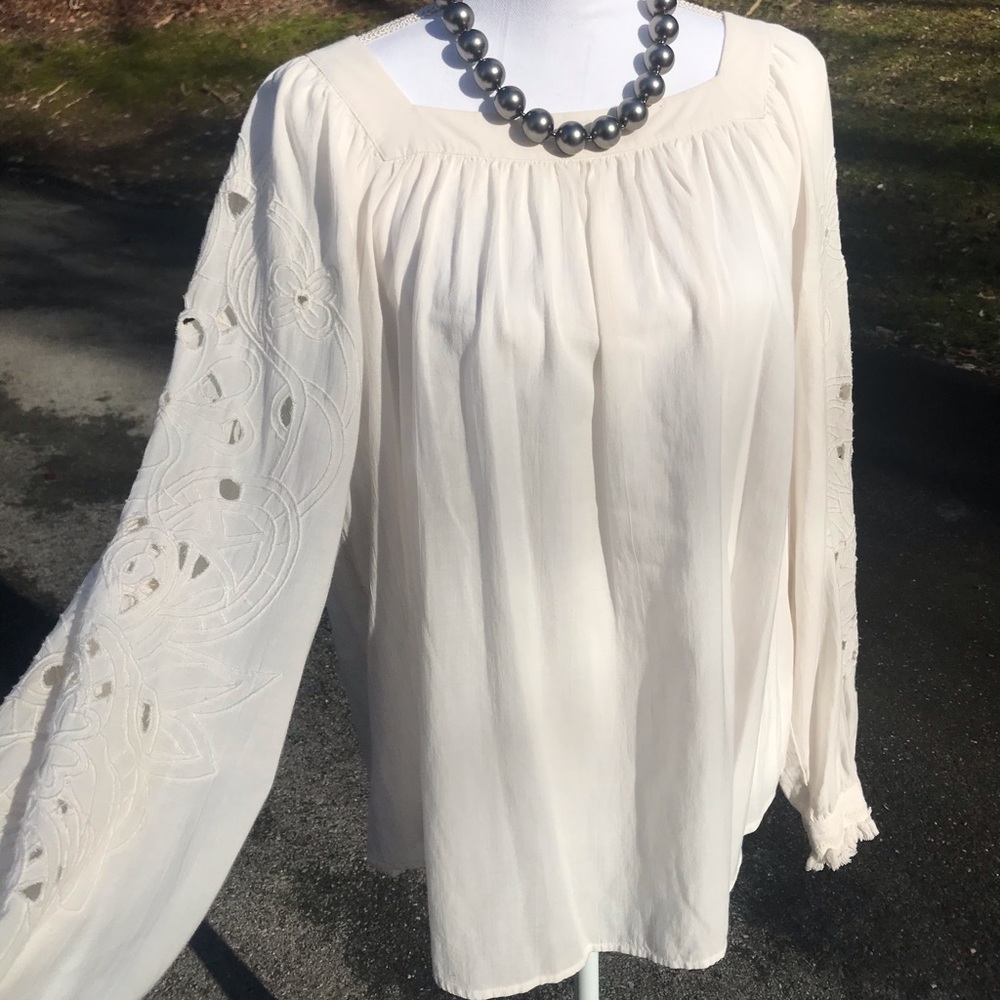 Loft off-white peasant blouse
